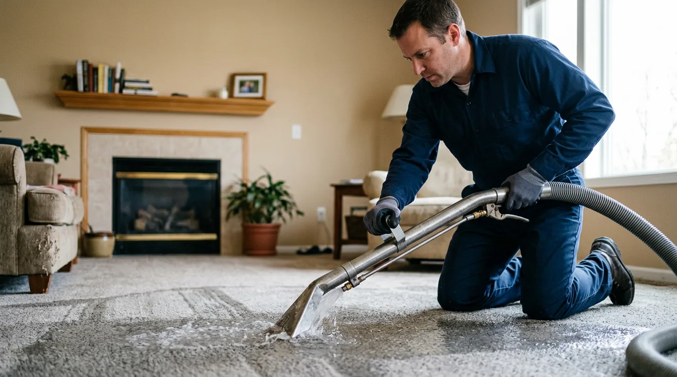 Water damage restoration technician working near Mcintyre, GA
